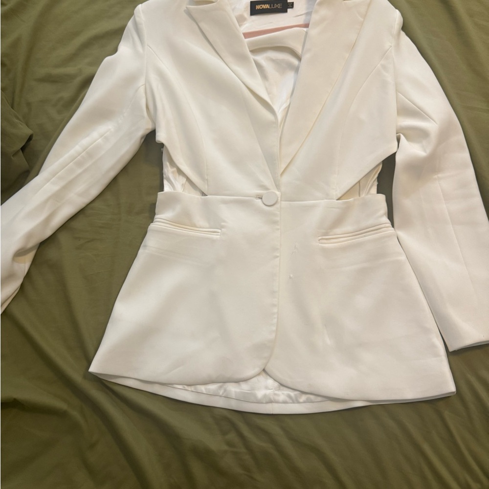 Fashion Nova White Blazer Jacket and pants